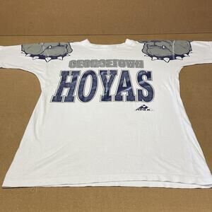 Vintage Georgetown Hoyas Shirt Mens Large White NCAA College Basketball 90s